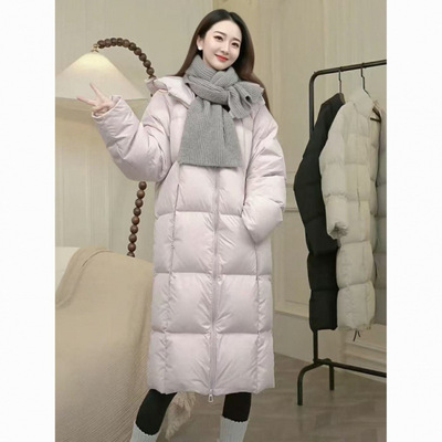 同款鹅绒长款羽绒服女2025新款过膝时尚加厚连帽冬季外套