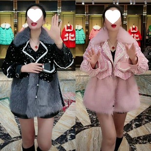 甜美皮草皮毛一体毛呢外套时尚ins韩版呢子上衣网红狐狸毛皮草潮