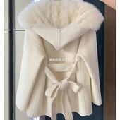 设计感气质减龄仿狐狸毛拼接皮草毛呢外套女2025秋冬新款 毛毛大衣