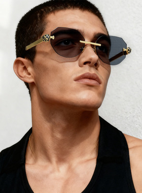 保罗雷朋官网欧美风2025新款墨镜大牌太阳眼镜金属无框多边形时尚