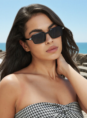 保罗雷朋官网欧美窄框方框太阳镜女高级感黑色百搭墨镜潮男日系书