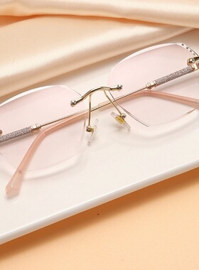 保罗雷朋官网新款钻石切边无框老花镜点钻高档老花眼镜老年时尚防