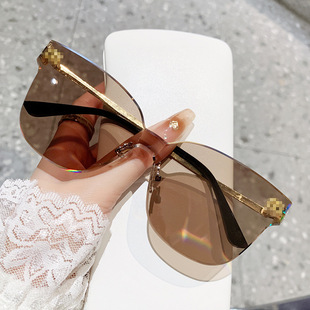 保罗雷朋官网少女系渐变茶色太阳镜片无边框墨镜街拍防晒显白外贸