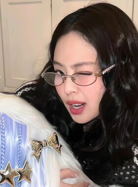 保罗雷朋官网珍妮jennie同款复古椭圆框镶钻眼镜女素颜神器近视镜