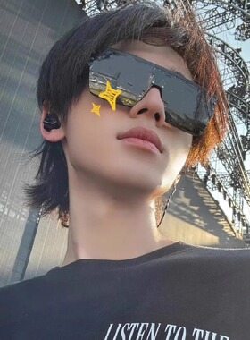 保罗雷朋官网大框连体墨镜男痞帅黑框2025新款欧美骑行太阳眼镜防