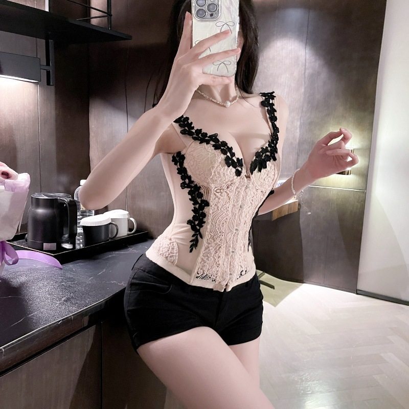 纯欲鱼骨塑形内衣蕾丝薄款娇正大码收副乳聚拢软钢圈瘦身显瘦文胸
