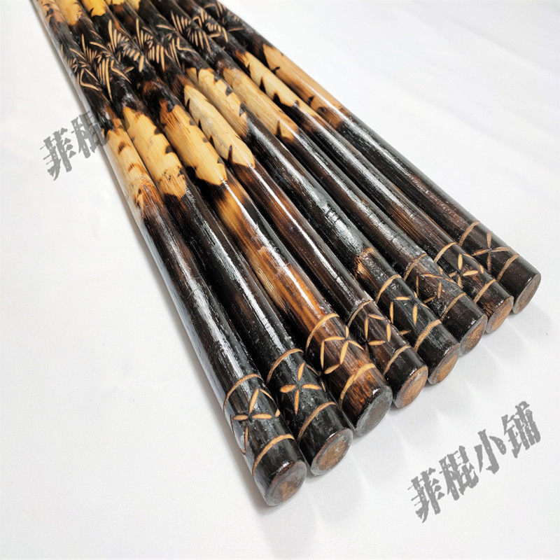菲律宾进口盾牌叶纹全火烤手工雕花短棍藤棍车载防身武术训练实战