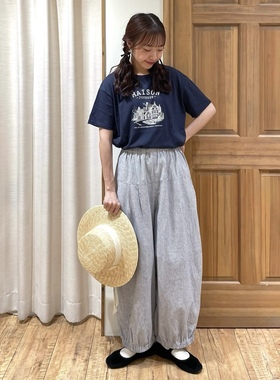 sm2藏蓝色细条纹收口气球裤L码 国现1件