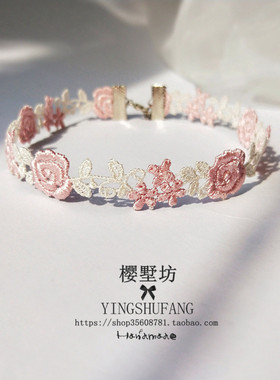 法式复古蕾丝超仙蔷薇简约锁骨链