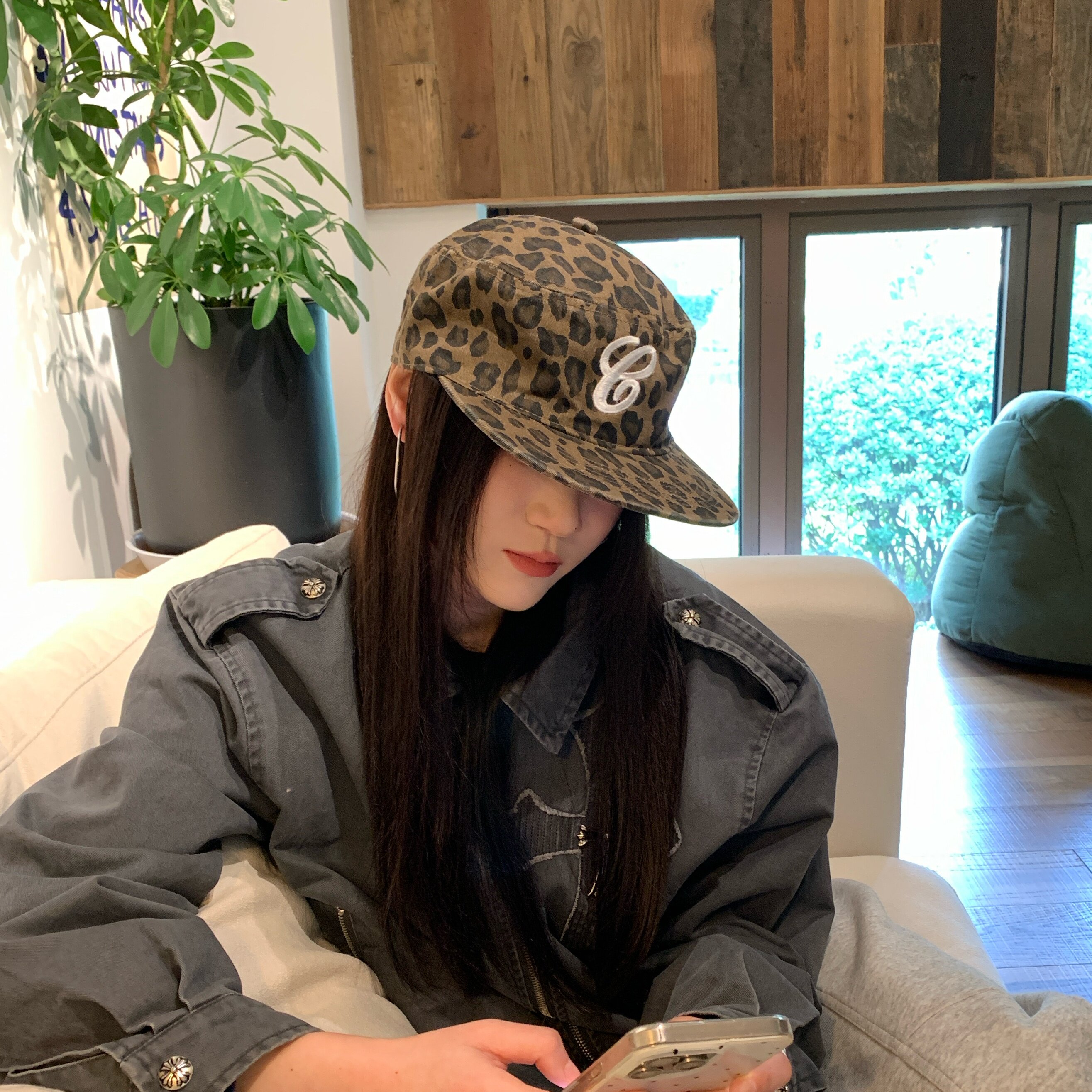 WBB复古老钱风！豹纹平檐帽女美式复古潮酷棒球帽男小众设计帽子