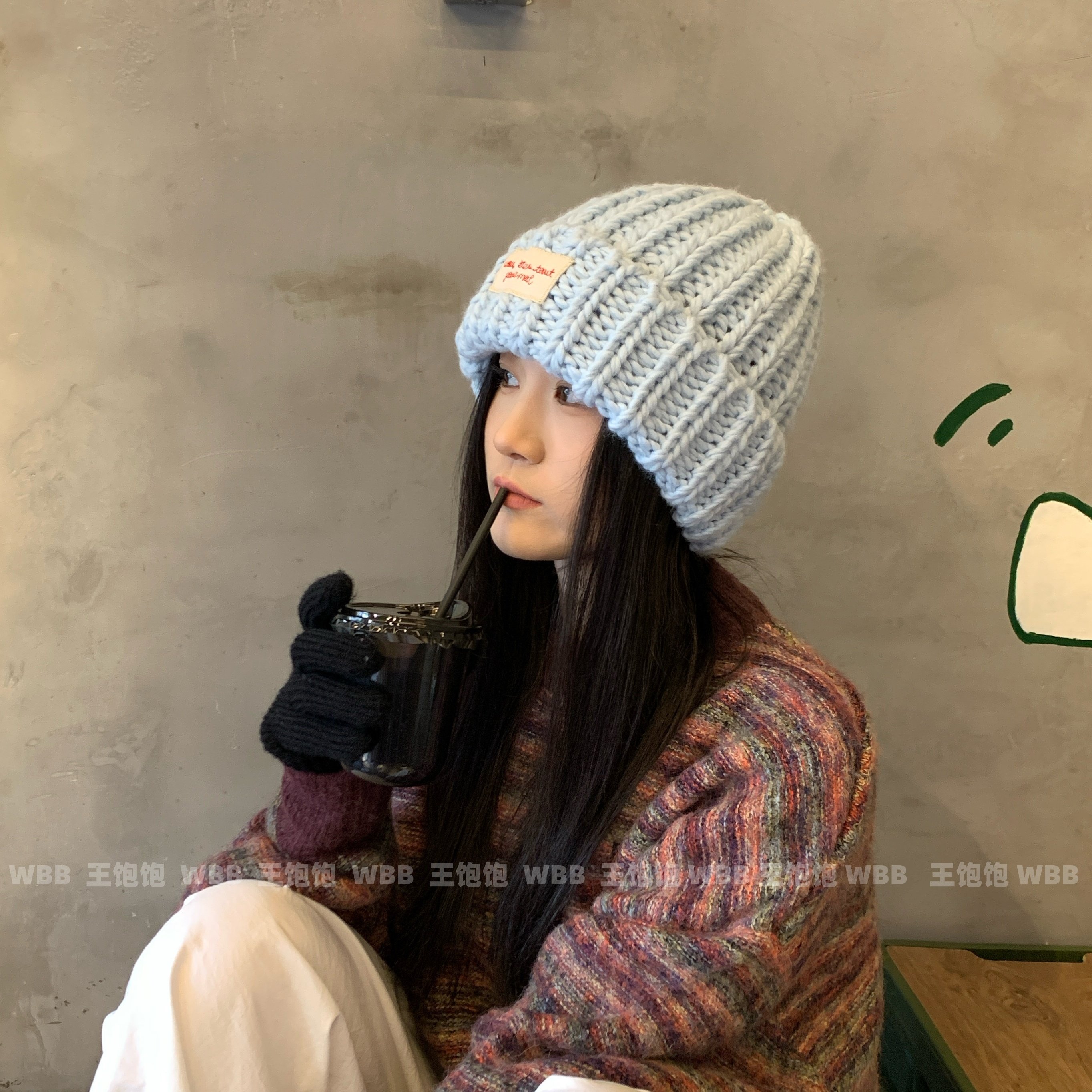 王饱饱手工韩国贴布针织帽女保暖护耳冰岛粗毛线冷帽秋冬包头帽子,服饰配件/皮带/帽子/围巾,帽子,淘宝优惠券,粉丝福利购,淘宝优惠卷