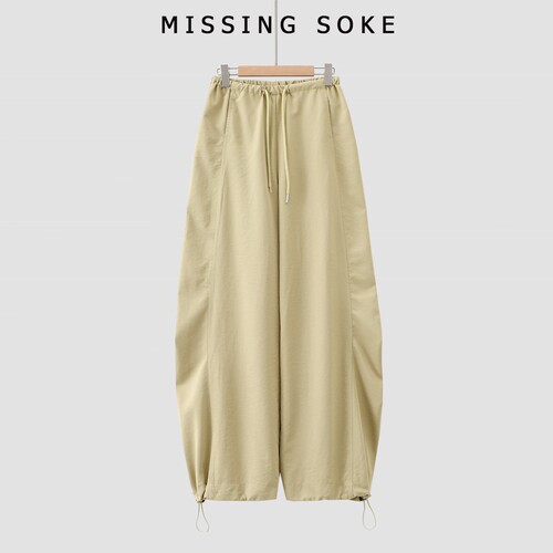 夏季伞兵阔腿裤女裤脚抽绳休闲裤