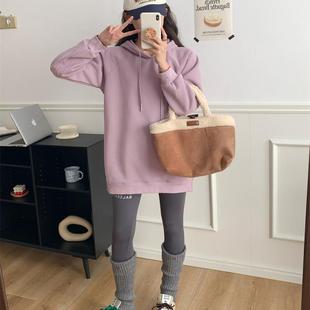 松弛感 连帽卫衣女2025帽衫 插肩袖 中长款 秋冬 加厚卫衣裙 加绒长款