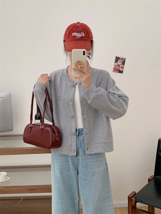 春季纯棉宽松简约棒球服外套女春秋2026新款休闲百搭开衫薄款卫衣