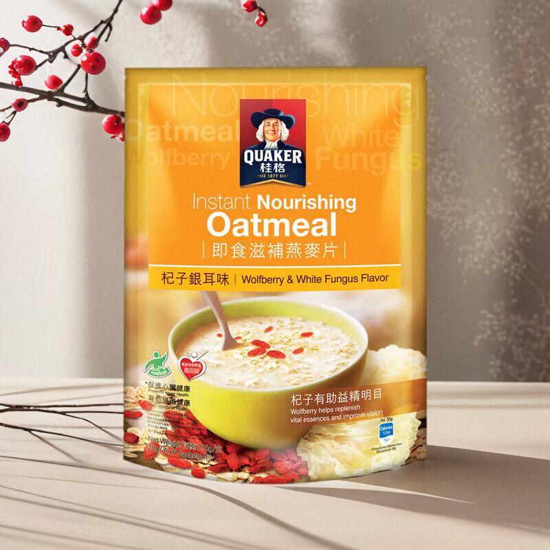(7香港进口顺丰)桂格即食滋补燕麦片杞子银耳味6包代式货版购QUAK