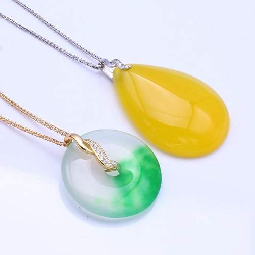 s925纯银银扣头翡翠吊坠扣