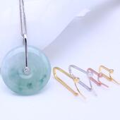 s925吊坠空托镀18k纯银吊坠扣 镶嵌翡翠蜜蜡平安扣项坠扣头卡夹扣