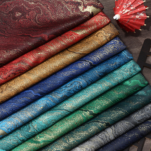 高档织锦缎鎏金银河布料提花绸缎