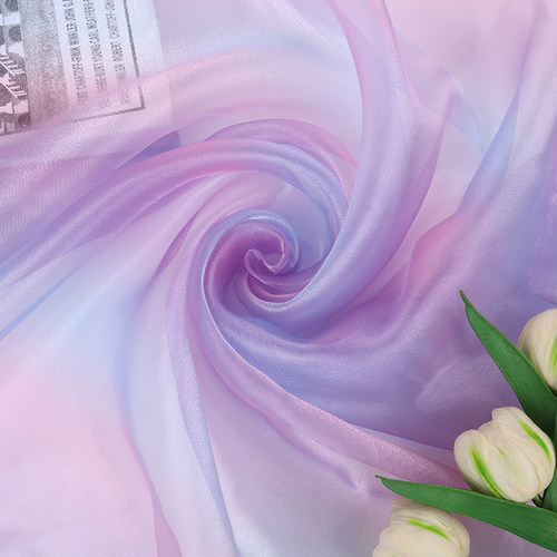 过渡色渐变珠光欧根纱布料 舞台服装古装汉服裙纱婚庆装饰背景纱 - 封面