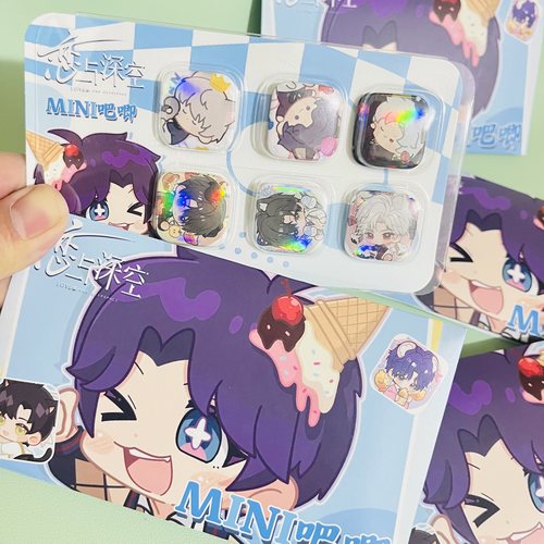 恋与深空Q版迷你方形吧唧盲盒 二次元动漫周边高清马口铁徽章谷子