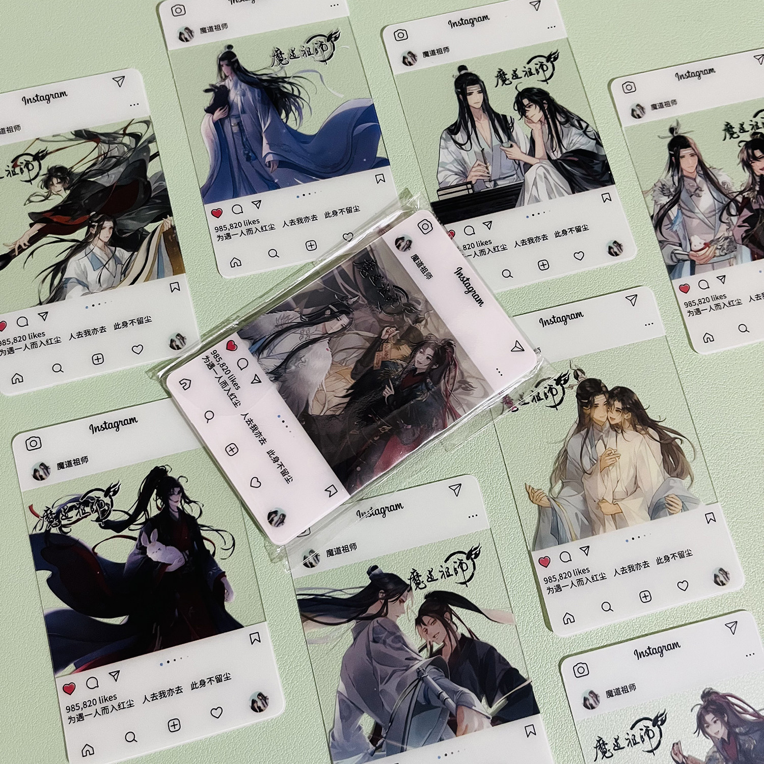 魔道祖师新款透卡 魏无羡蓝忘机二次元动漫周边拍立得透明小卡片