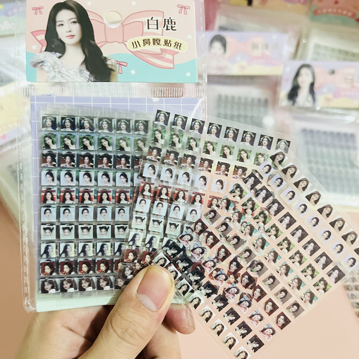 白鹿可爱迷你小鼻嘎贴纸 明星周边同款高清创意手账指甲防水贴画