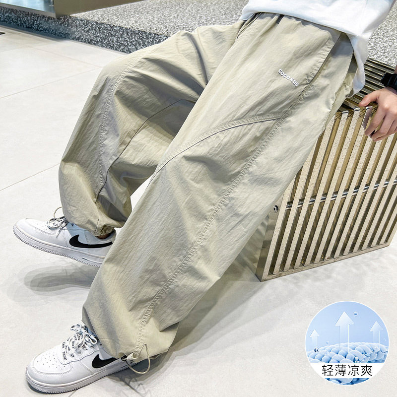 男童薄款裤子夏季新款2026儿童冰丝速干防蚊裤大童工装运动裤夏装