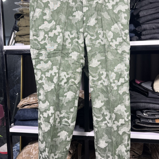 修身 古伦仕GOORENCH春夏季 男韩版 迷彩九分裤 纯棉 港风军旅军绿色