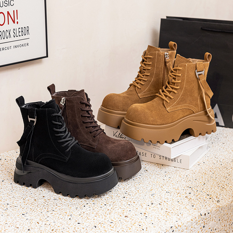 2025秋冬短靴女磨砂大头马丁靴