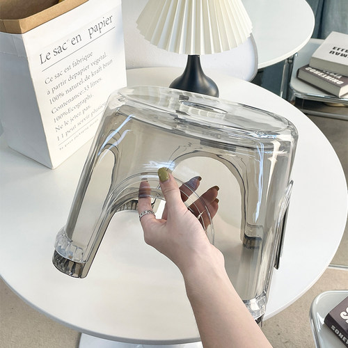 亚克力透明小凳子家用客厅矮凳茶几圆凳儿童塑料椅子浴室洗澡板凳