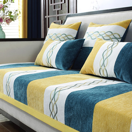 雪尼尔防滑实木沙发垫中式