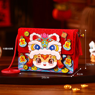 过新年斜挎背包手工diy材料不织布包包创意制作新年节日团建礼物