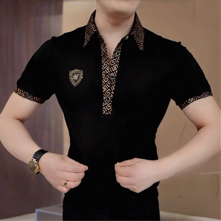 2025夏金黑金富豪男士Polo衫男士翻领轻奢时尚休闲夏季半袖潮流