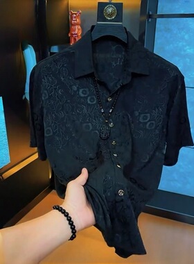 2625春夏季专柜同款男款欧货短袖衬衫时尚高档百搭翻领高级感男装