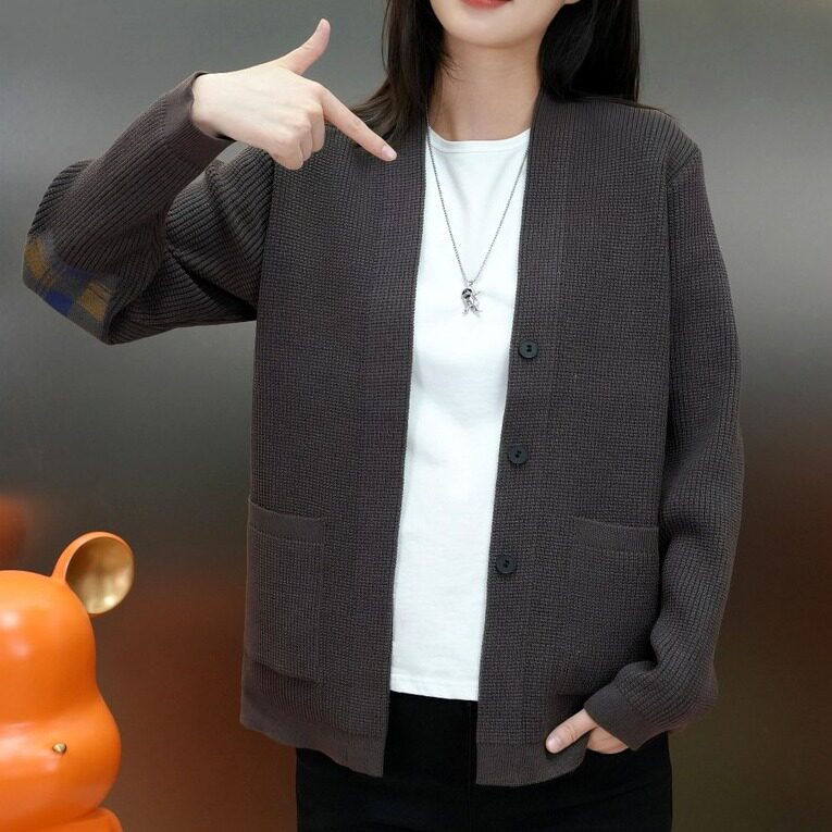 春秋季简约开衫时尚百搭外穿毛衣男士休闲针织衫外套24810