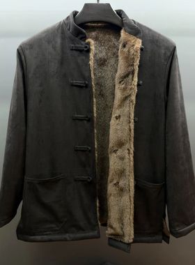 男士冬季新款新中式防风保暖雪兰雕座山雕夹克外套78038