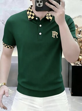 高档刺绣短袖polo衫男士夏季新款时尚休闲帅气百搭半袖体恤24055
