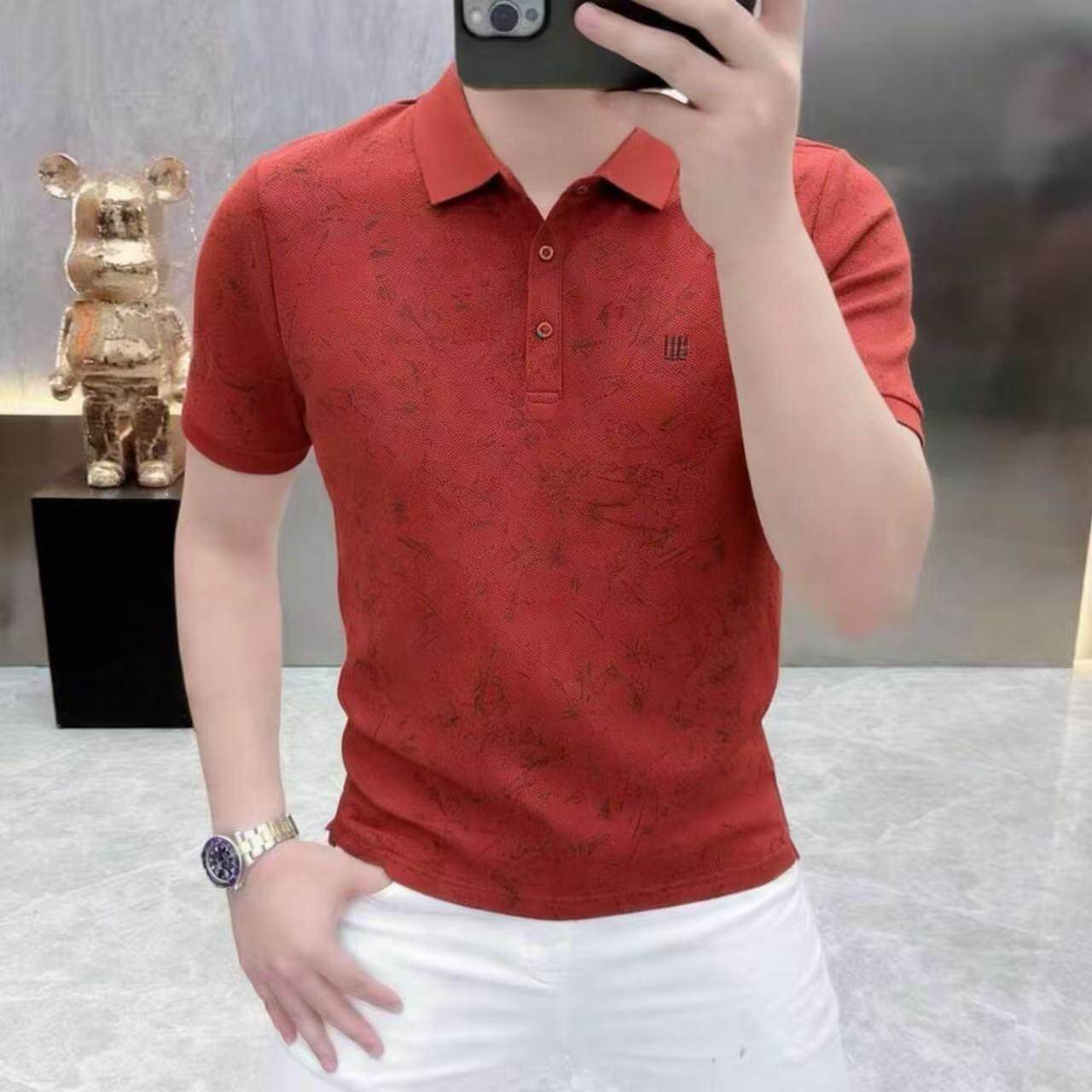 欧版男士夏季爆款轻奢高品质个性翻领polo短袖时尚休闲显瘦