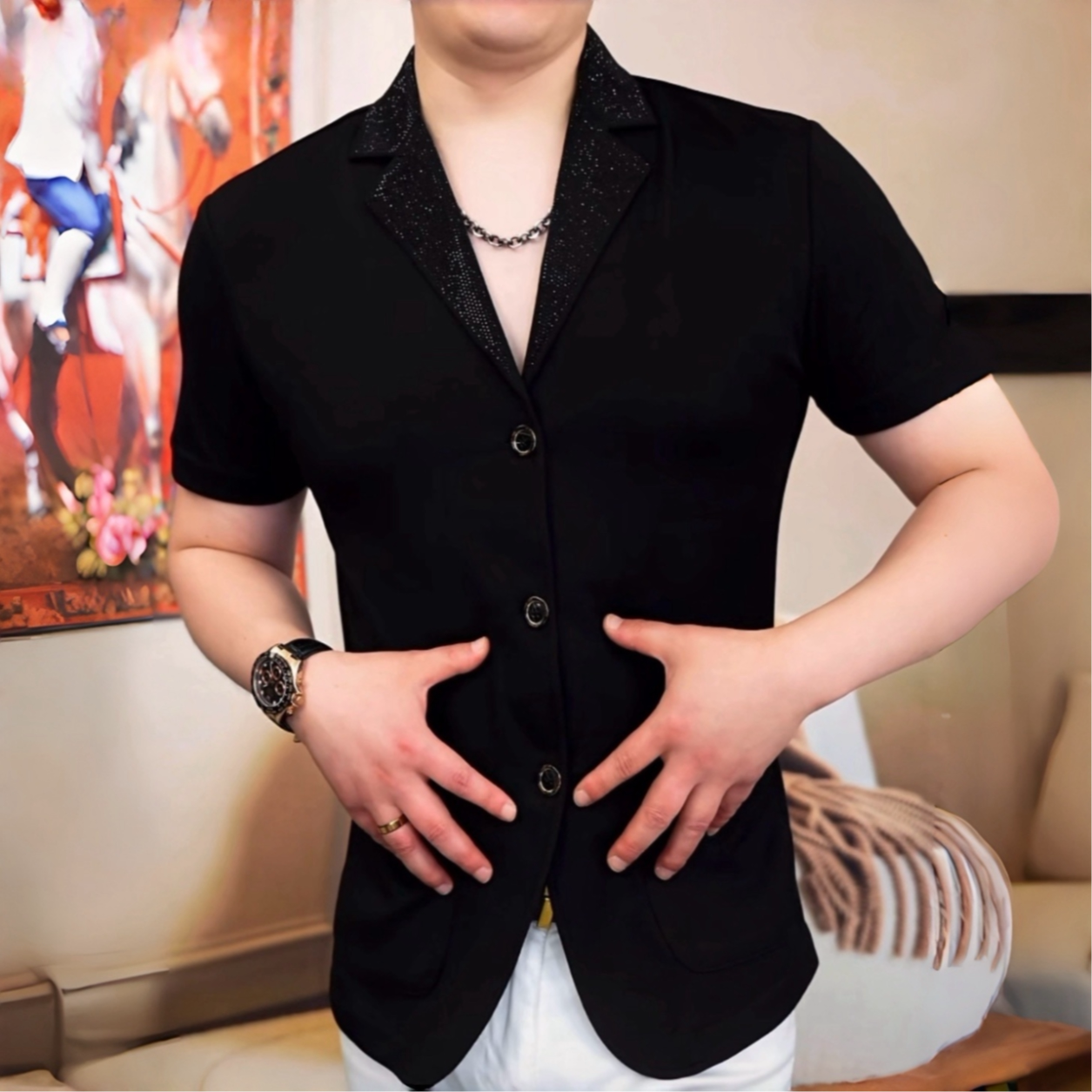 《暗影夜序》男士高档时尚夏季西装外套潮流修身商务高品质百搭