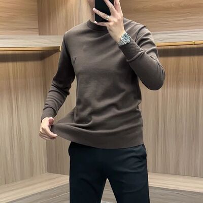 男士针织衫毛衣男款秋冬新款长袖圆领休闲大码男装打底衫