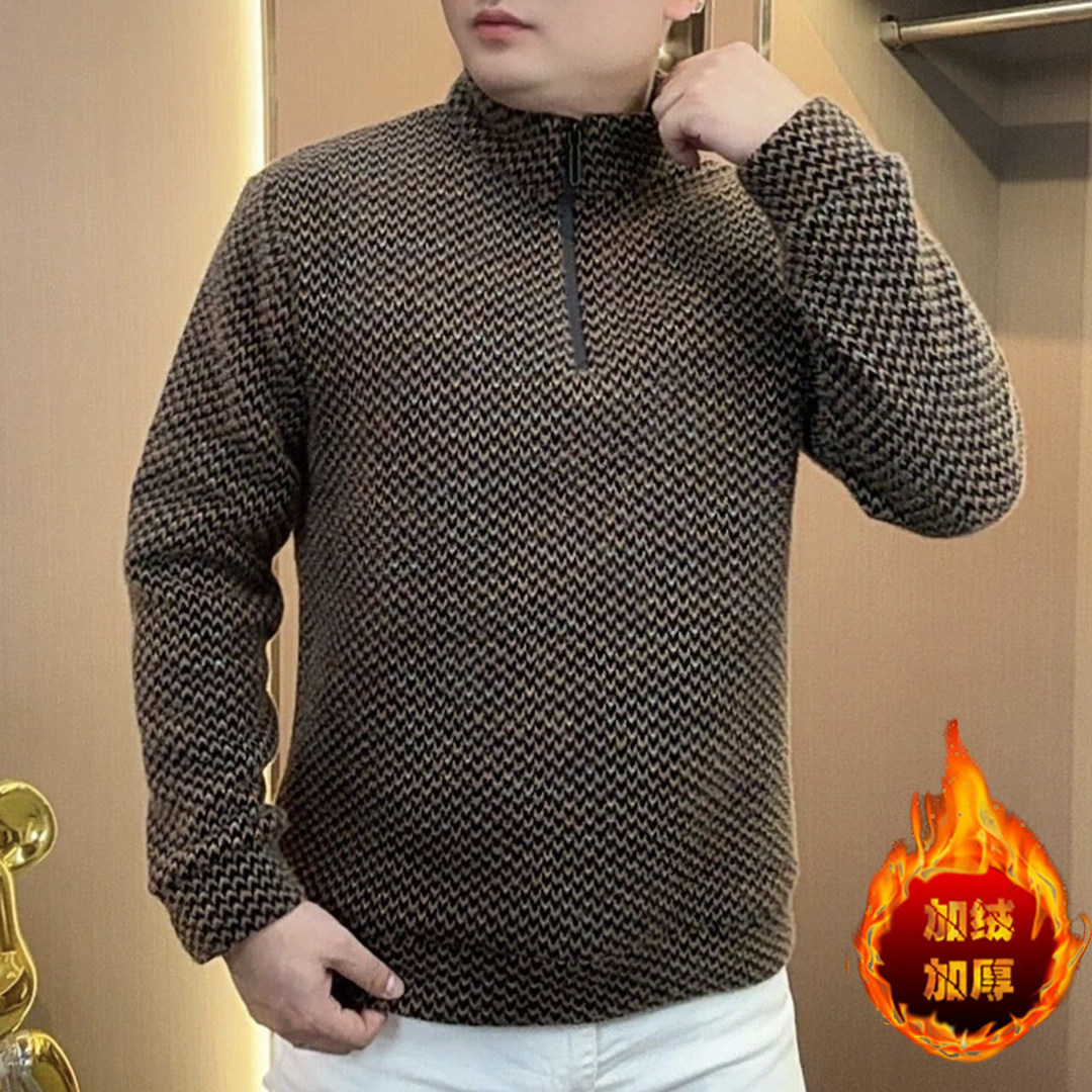 2025加绒加厚立领拉链高工艺品质男士长袖免烫抗褶皱卫衣时尚百搭