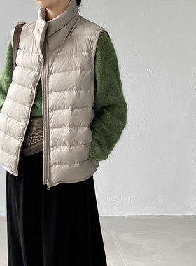 韩版立领排骨羽绒服马甲女2025爆款超好看90白鸭绒外套6377