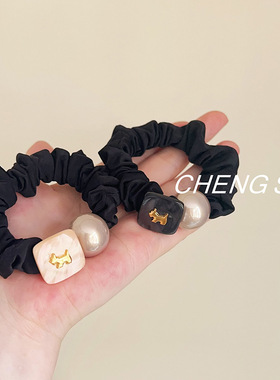 法式高级感小狗珍珠扎头发绳气质简约高弹力小肠圈马尾皮筋女头绳