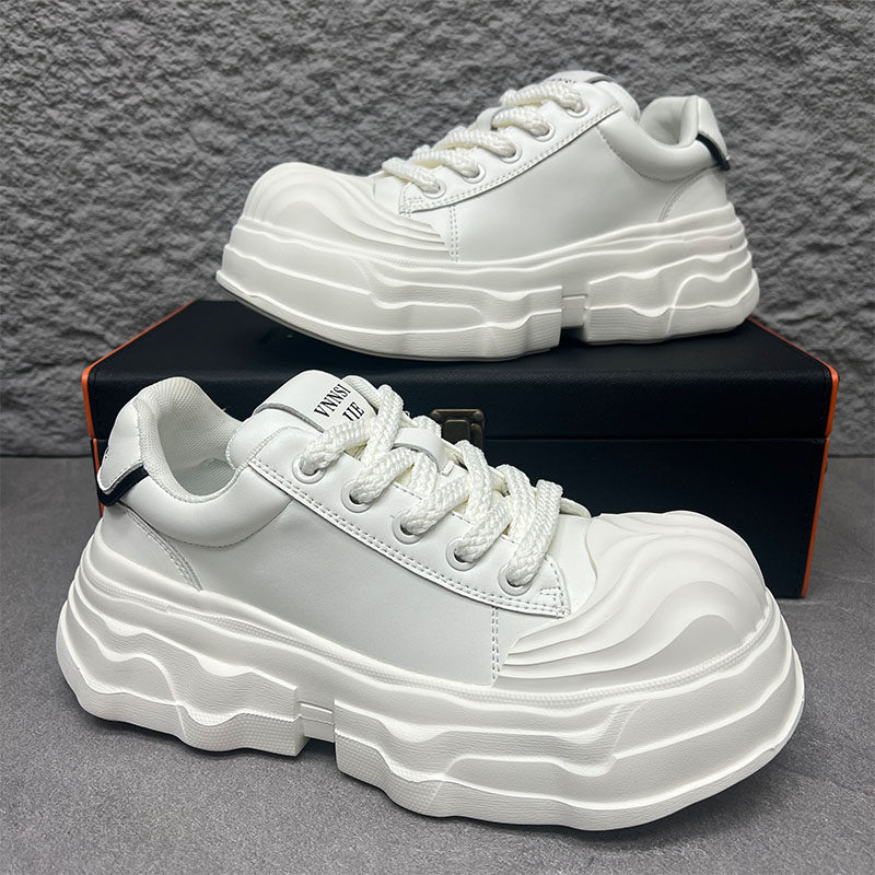 个性白色板鞋男增高小白鞋秋冬新款休闲鞋高级感百搭男士厚底潮鞋