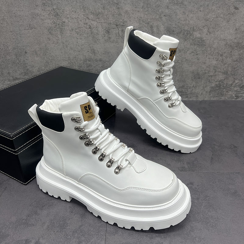 欧洲站增高厚底短筒马丁靴男