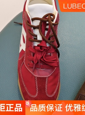 路贝佳女鞋系带德训鞋平底运动休闲鞋2026新款红色单鞋L25690Y-35