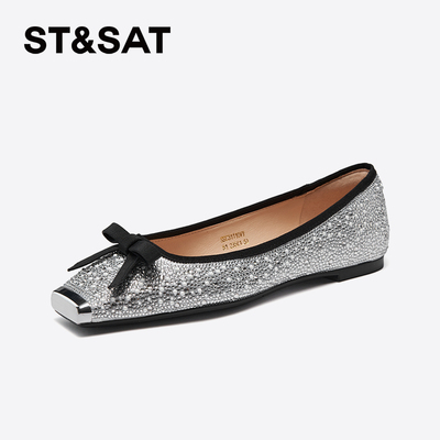 星期六女鞋平底单鞋子蝴蝶结方头