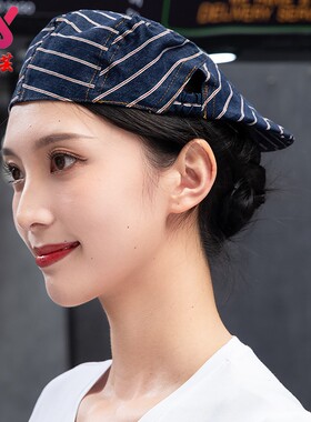 厨师工作帽子 厨师帽子男 布帽贝雷帽松紧帽女服务员酒店餐厅透气