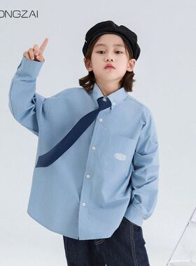 云上儿童款洋气亲子I衬衫女童童装ZA新款FULONG宽松秋季中大童男2