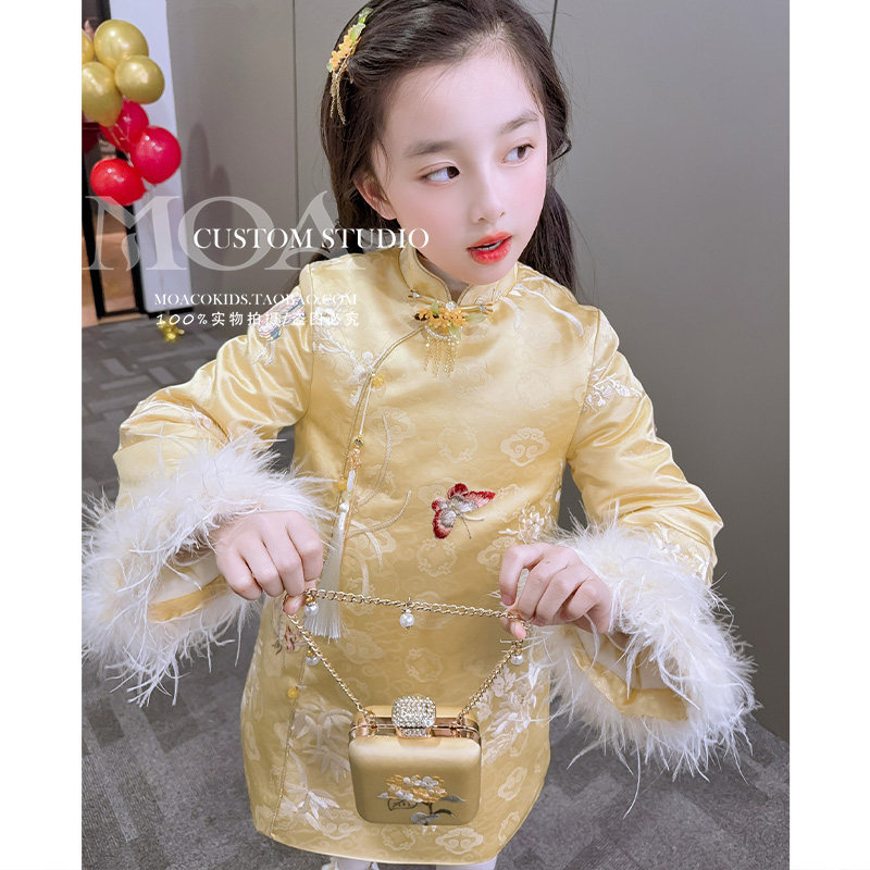 拜年服女童旗袍连衣裙冬装2025新款新中式国风公主裙儿童新年衣服,童装/婴儿装/亲子装,旗袍,淘宝优惠券,粉丝福利购,淘宝优惠卷